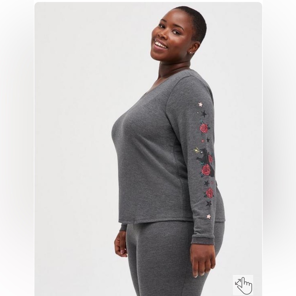 torrid dream fleece long sleeve scoop neck lounge tee